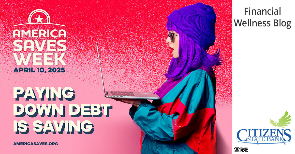 young woman looking at laptop computer screen with text