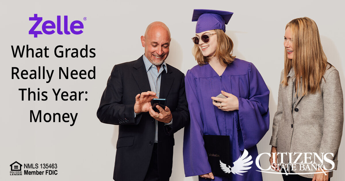 Parents standing with graduate - What Grads Really Need this Year:  Money
