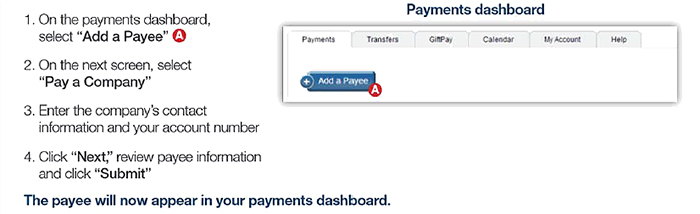 Add a Payee to Online Billpay